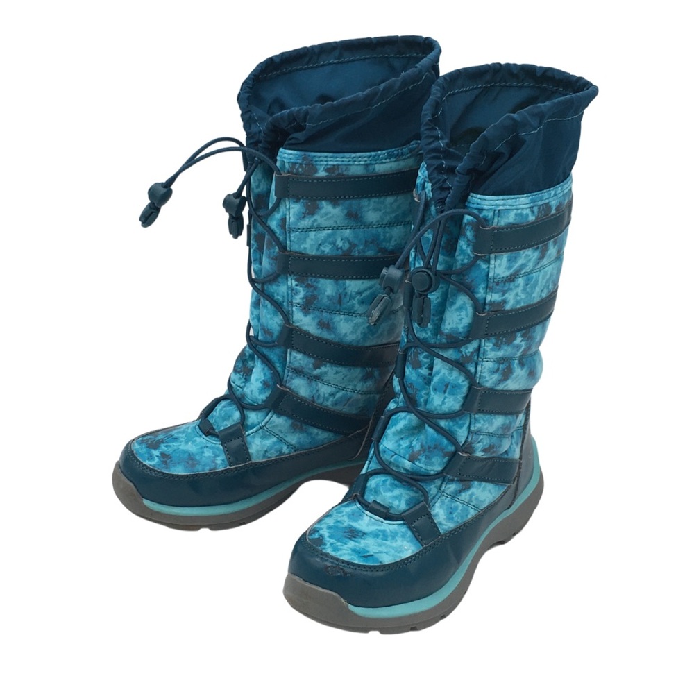 Lands' End Kids Teal Blue Snowflake Insulated Youth Winter Boots size 2